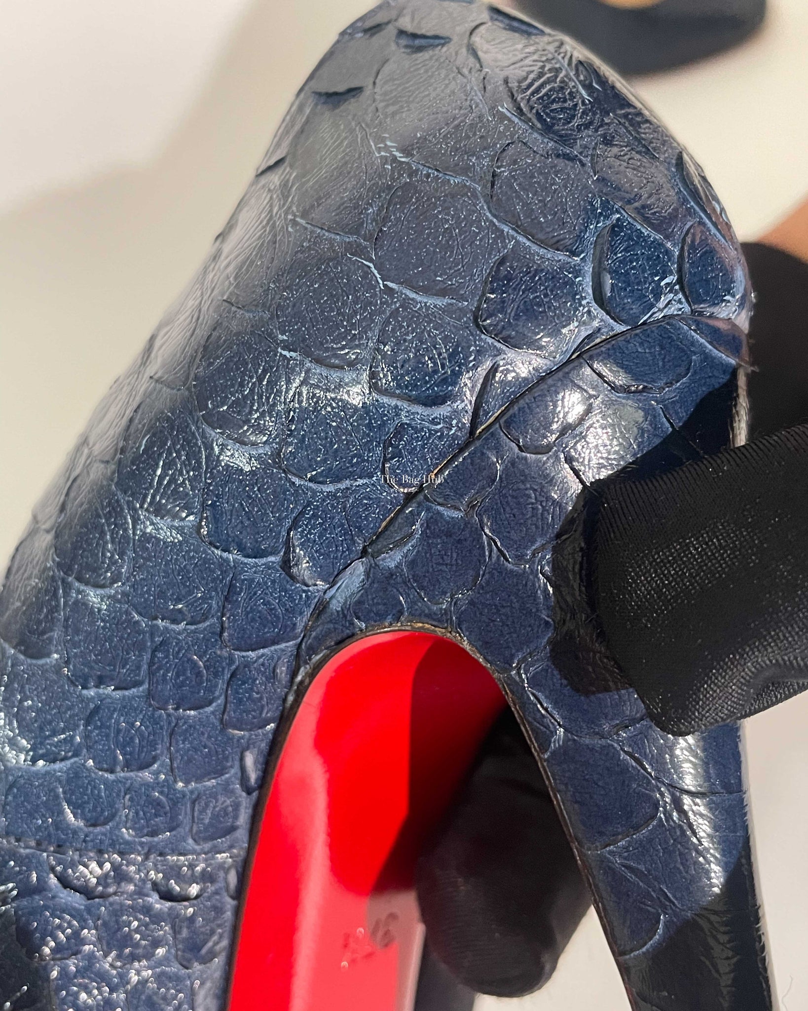 Christian Louboutin Navy Blue Python Simple Pumps Size 37.5