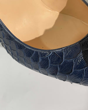 Christian Louboutin Navy Blue Python Simple Pumps Size 37.5