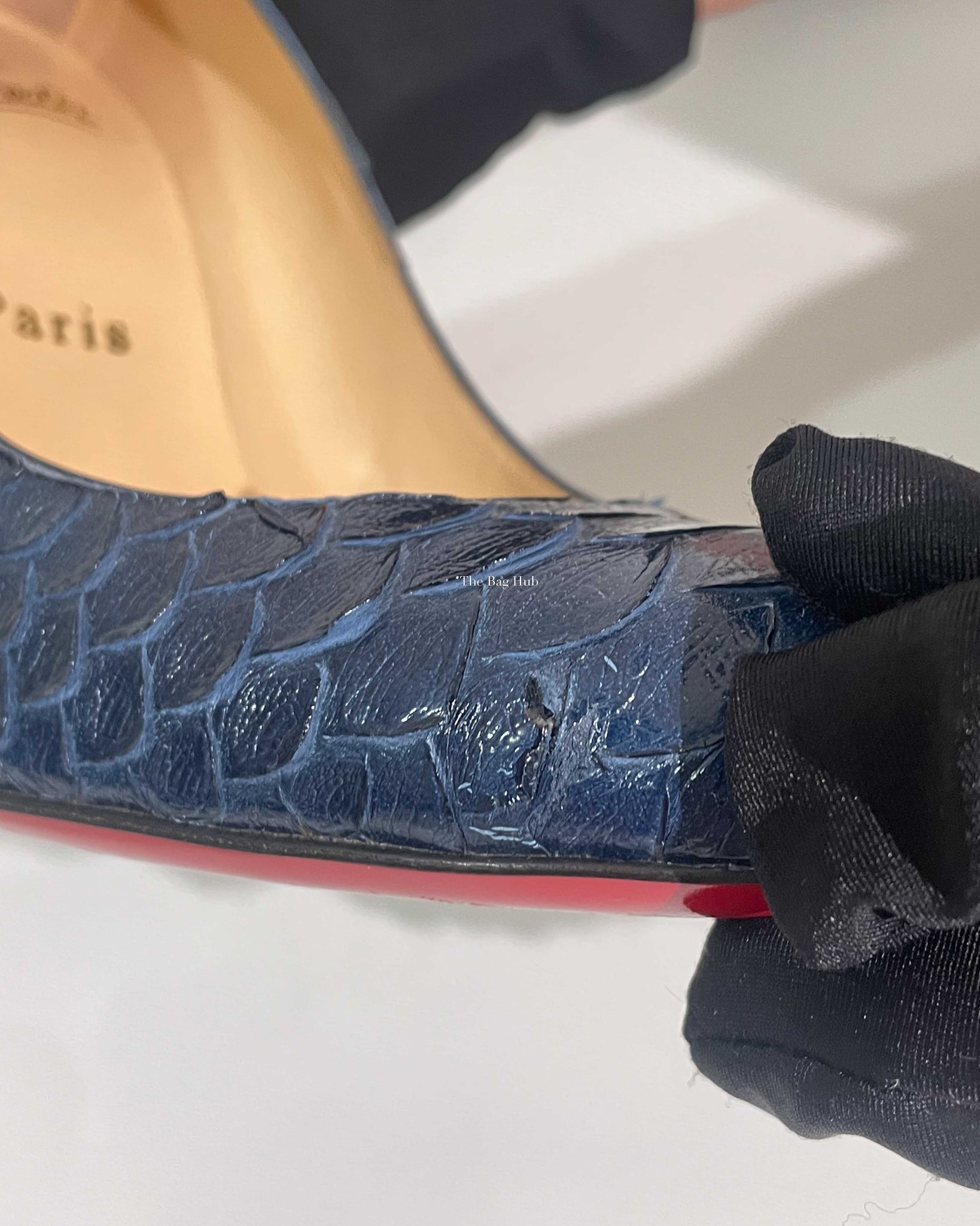 Christian Louboutin Navy Blue Python Simple Pumps Size 37.5