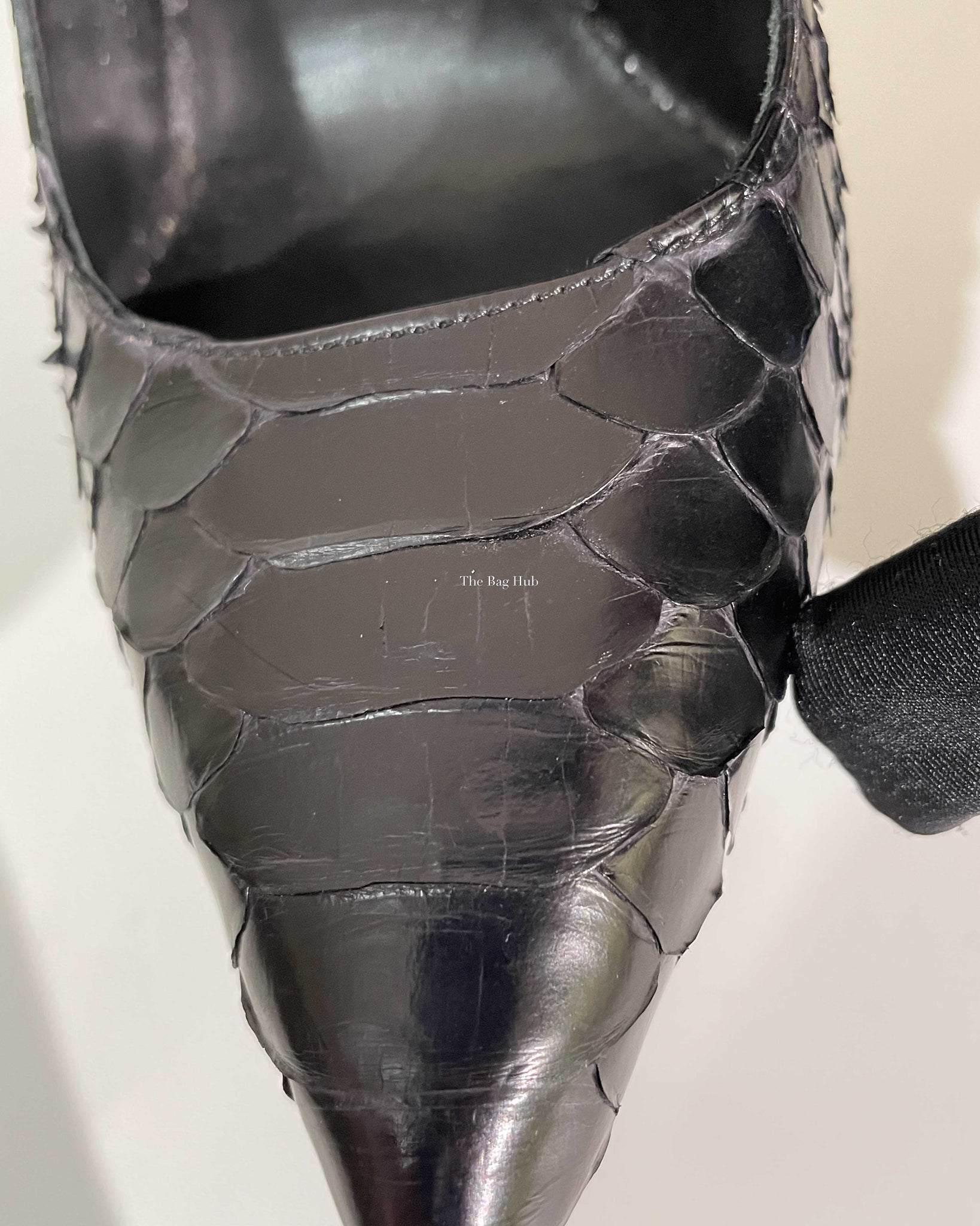 Saint Laurent Black Real Python Pointed-Toe Pumps Size 38