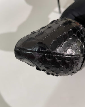 Saint Laurent Black Real Python Pointed-Toe Pumps Size 38