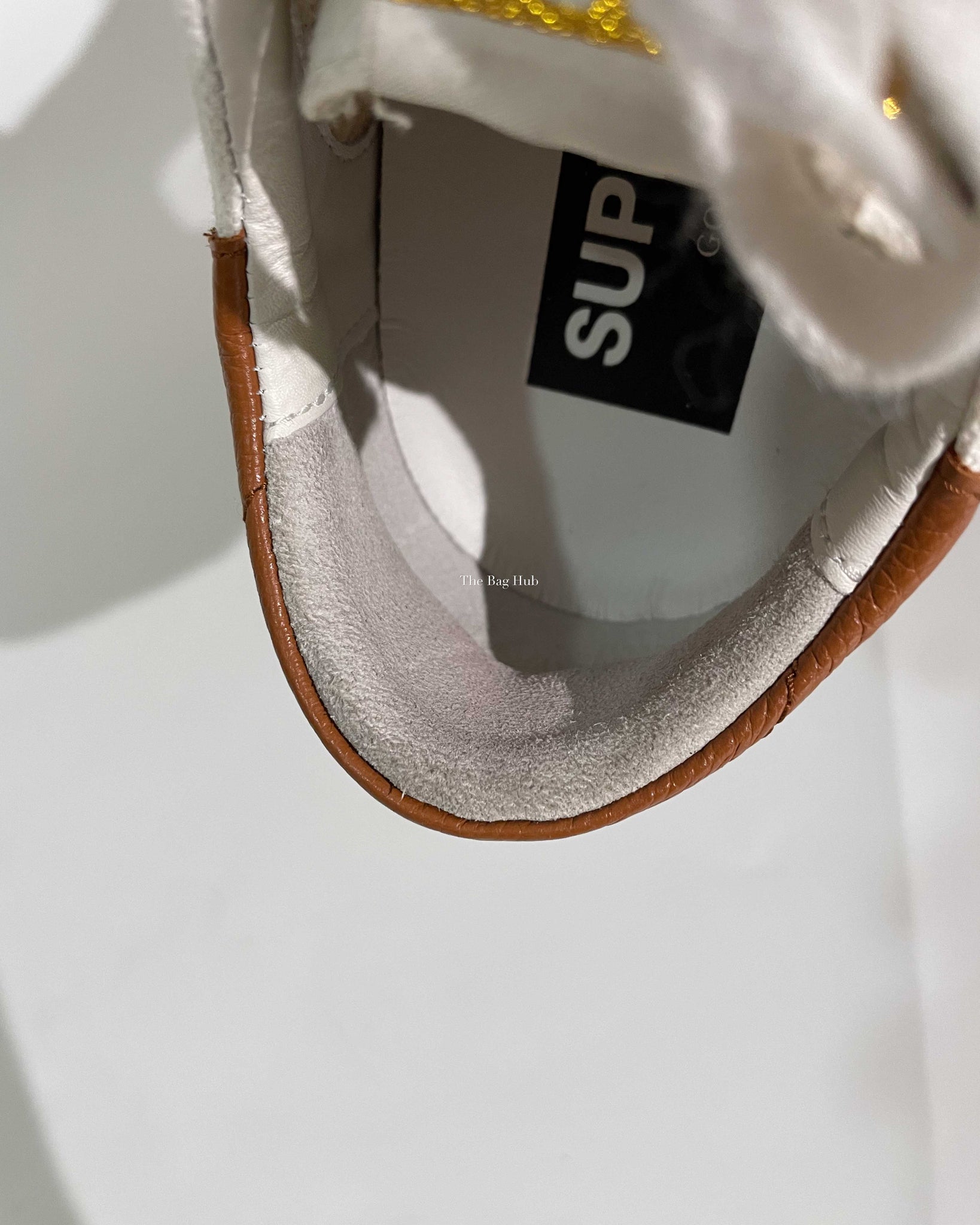 Golden Goose White/Brown Canvas/Drummed Leather Heeltab Superstar Classic w/ List Sneakers Size 35