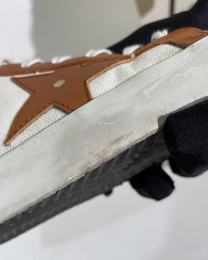Golden Goose White/Brown Canvas/Drummed Leather Heeltab Superstar Classic w/ List Sneakers Size 35