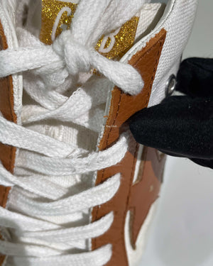 Golden Goose White/Brown Canvas/Drummed Leather Heeltab Superstar Classic w/ List Sneakers Size 35