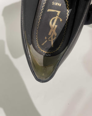 Saint Laurent Dark Grey Leather Tribtoo Pumps Size 36
