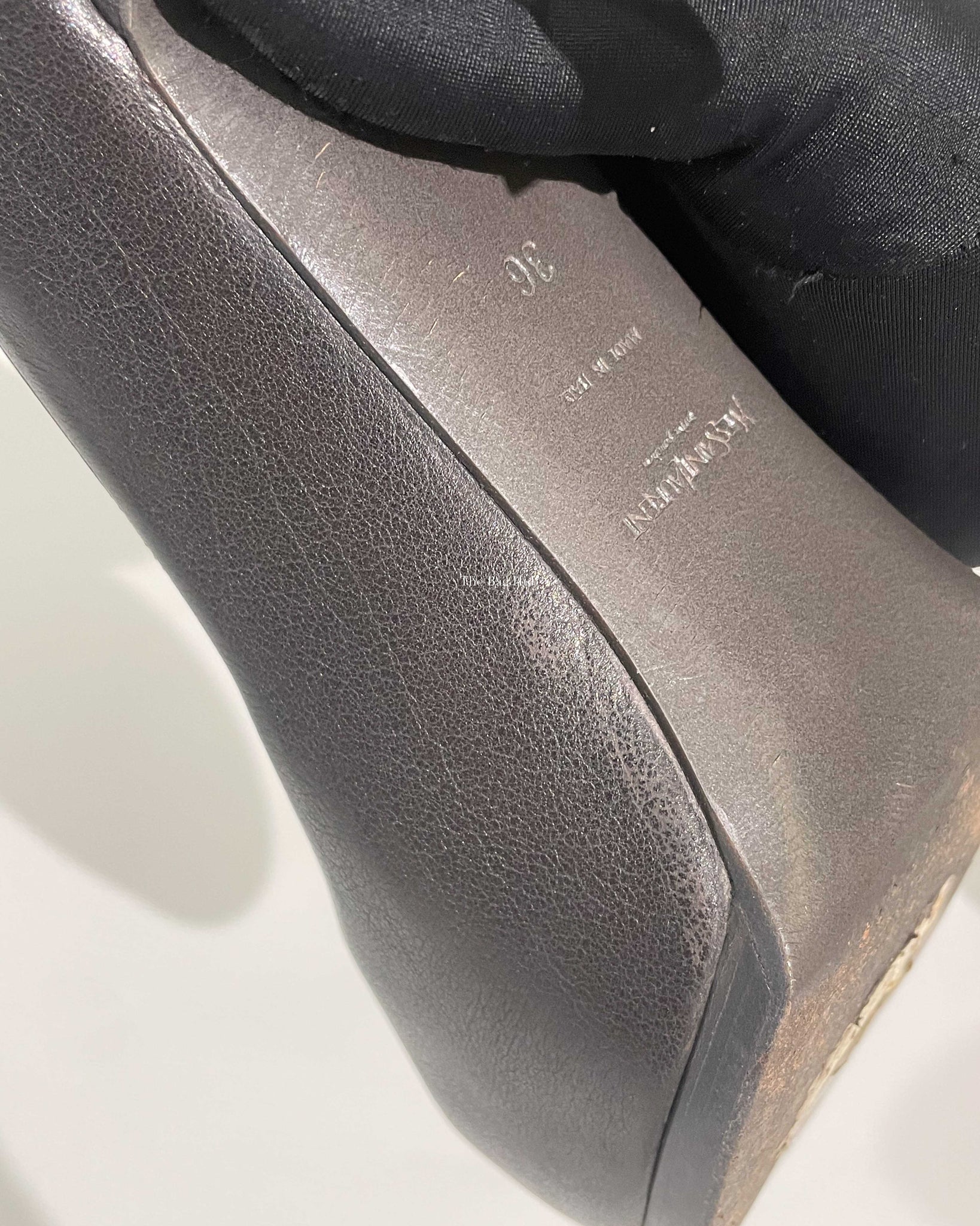 Saint Laurent Dark Grey Leather Tribtoo Pumps Size 36