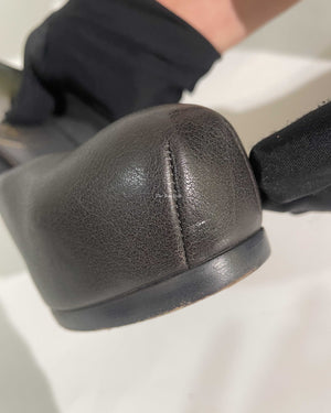Saint Laurent Dark Grey Leather Tribtoo Pumps Size 36