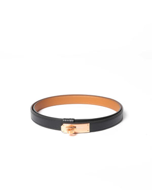 Hermes Noir Veau Epsom Kelly 18 Belt RGHW