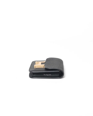 Hermes Black Epsom Leather Constance Slim Compact Wallet GHW-5