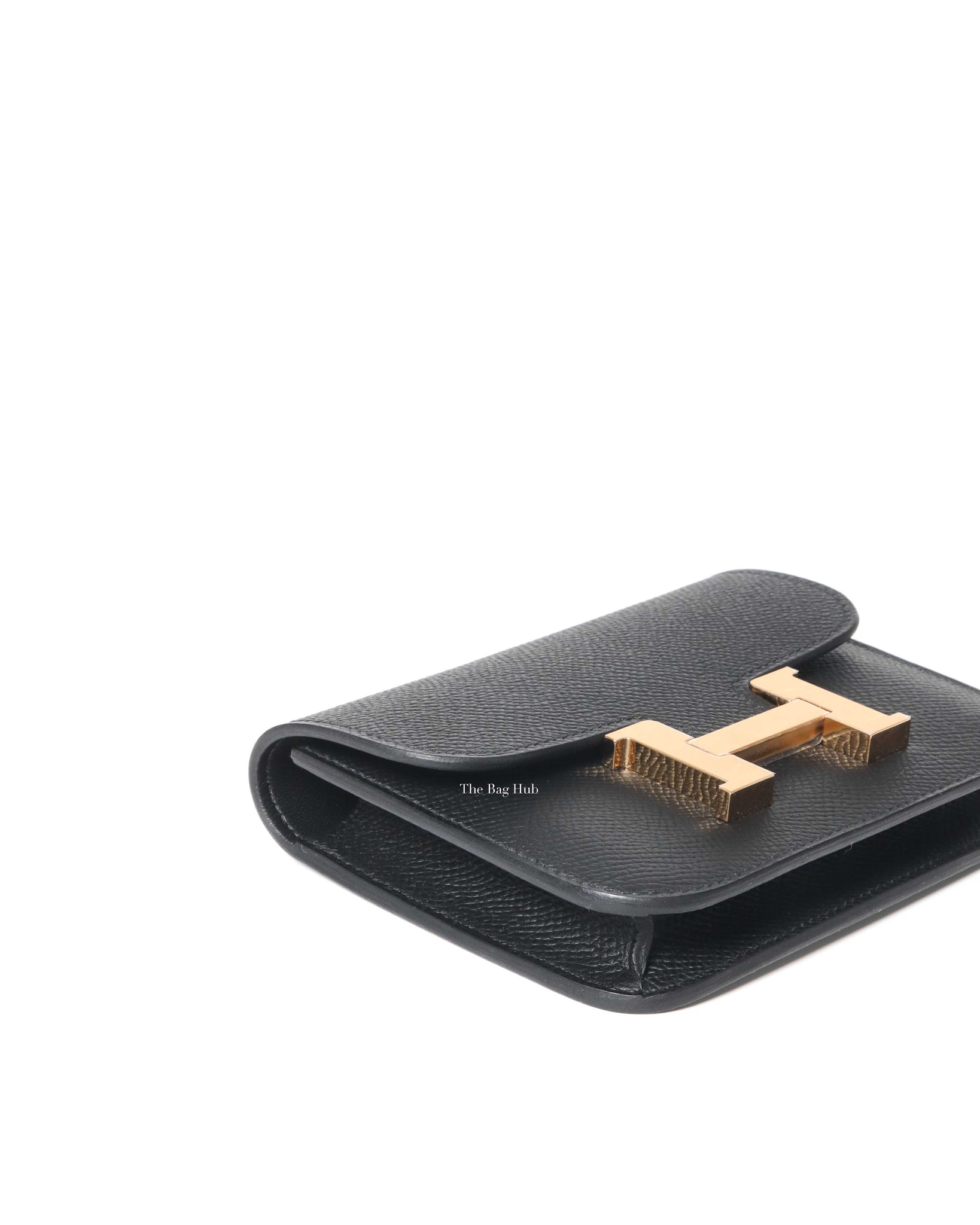 Hermes Black Epsom Leather Constance Slim Compact Wallet GHW-7