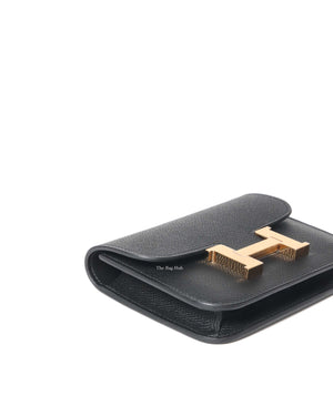 Hermes Black Epsom Leather Constance Slim Compact Wallet GHW-7