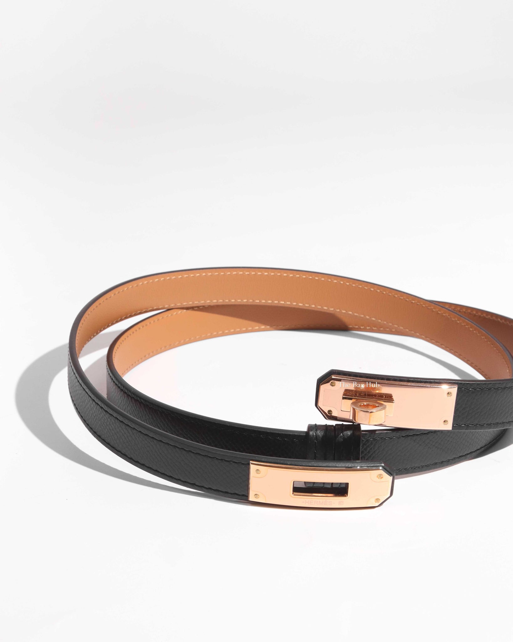 Hermès Kelly 18 Epsom Calfskin Belt With Gold Plated Buckle in Black