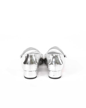Chanel Silver Goatskin Mary Jane Shoes Size 39C