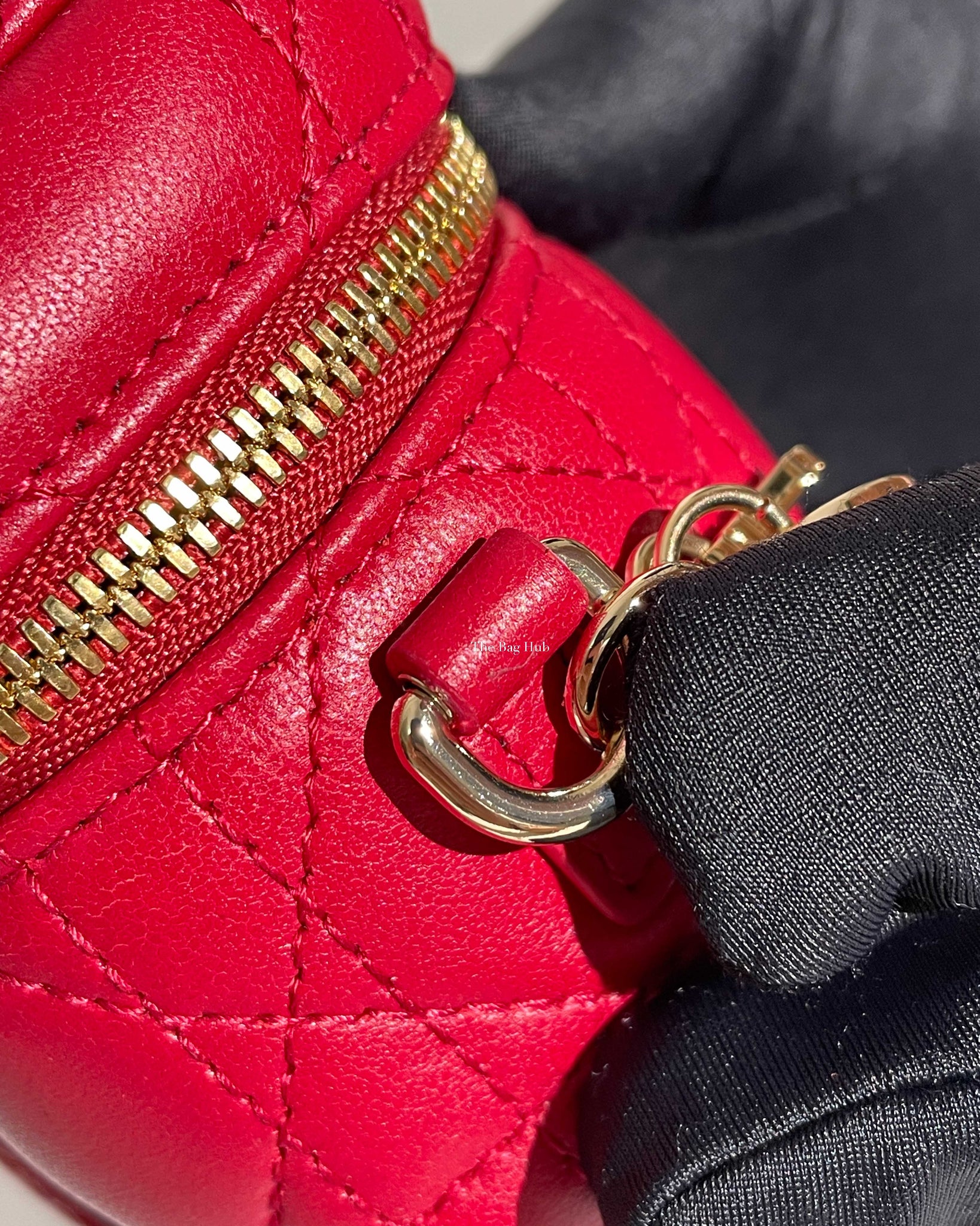 Christian Dior Red Lambskin Cannage Micro Vanity Case