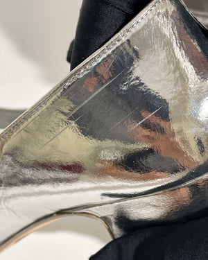 Chanel Silver Goatskin Mary Jane Shoes Size 39C