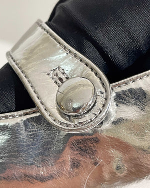 Chanel Silver Goatskin Mary Jane Shoes Size 39C