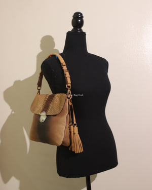 Prada Deserto Cuoio Vitello Pitone Shoulder Bag BR2470 - 12