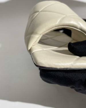 Bottega Veneta Beige Quilted Leather Lido Flat Slides Size 41