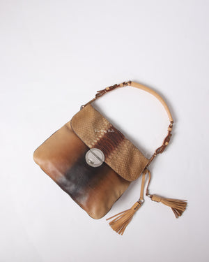 Prada Deserto Cuoio Vitello Pitone Shoulder Bag BR2470 - 1