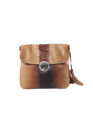 Prada Deserto Cuoio Vitello Pitone Shoulder Bag BR2470 - 2