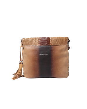Prada Deserto Cuoio Vitello Pitone Shoulder Bag BR2470 - 3