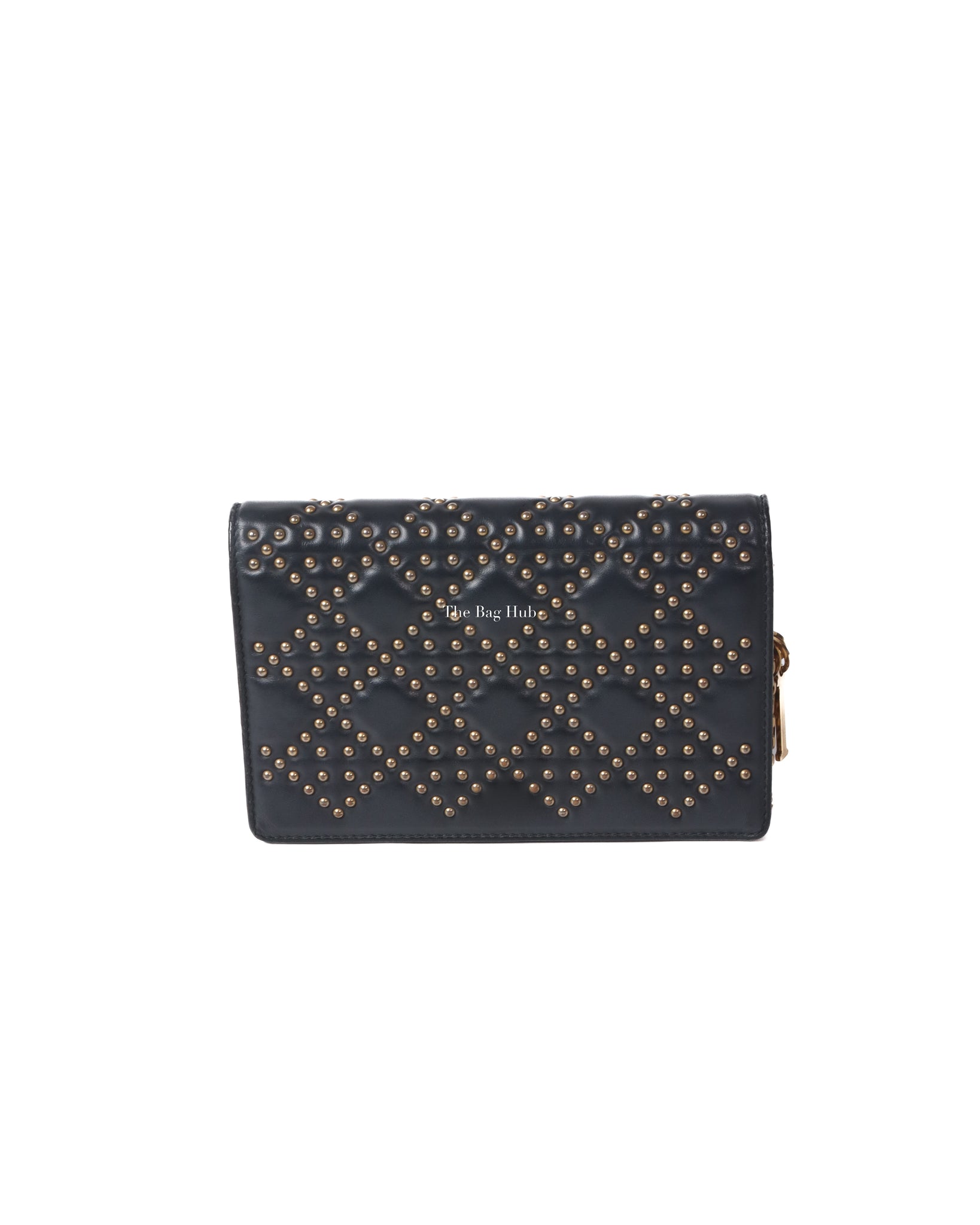 Dior Dark Grey Leather Studded Lady Dior WOC - 2