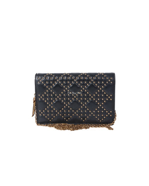 Dior Dark Grey Leather Studded Lady Dior WOC - 3