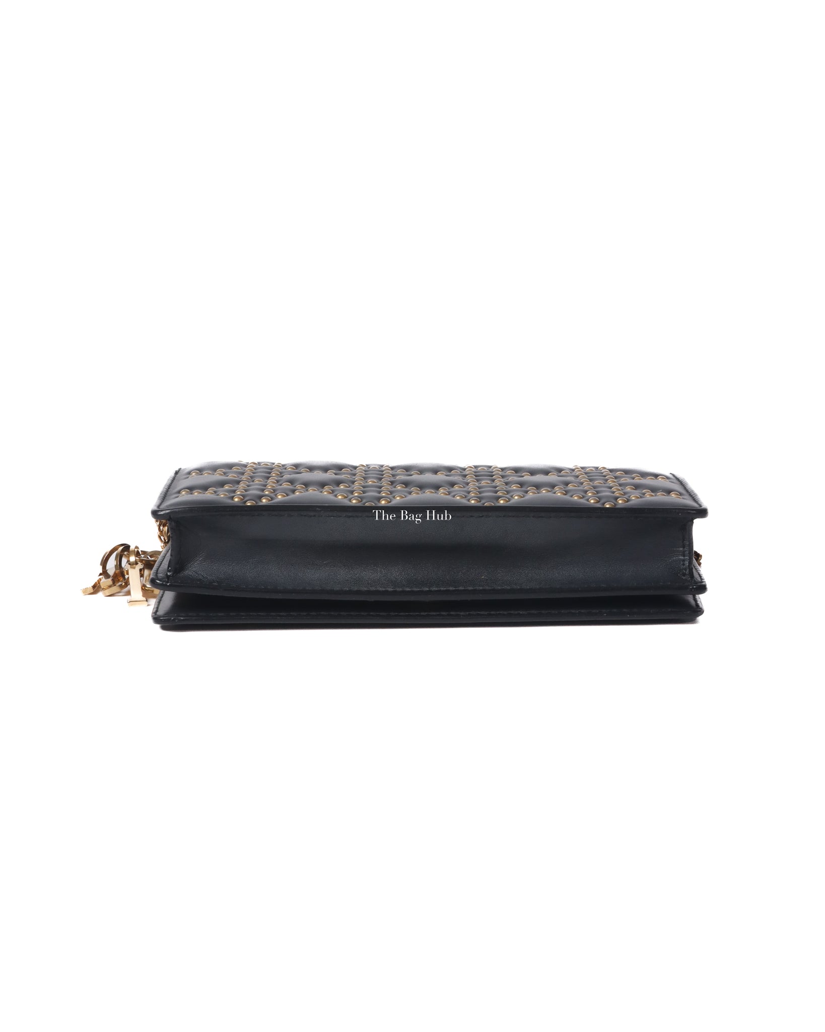 Dior Dark Grey Leather Studded Lady Dior WOC - 6