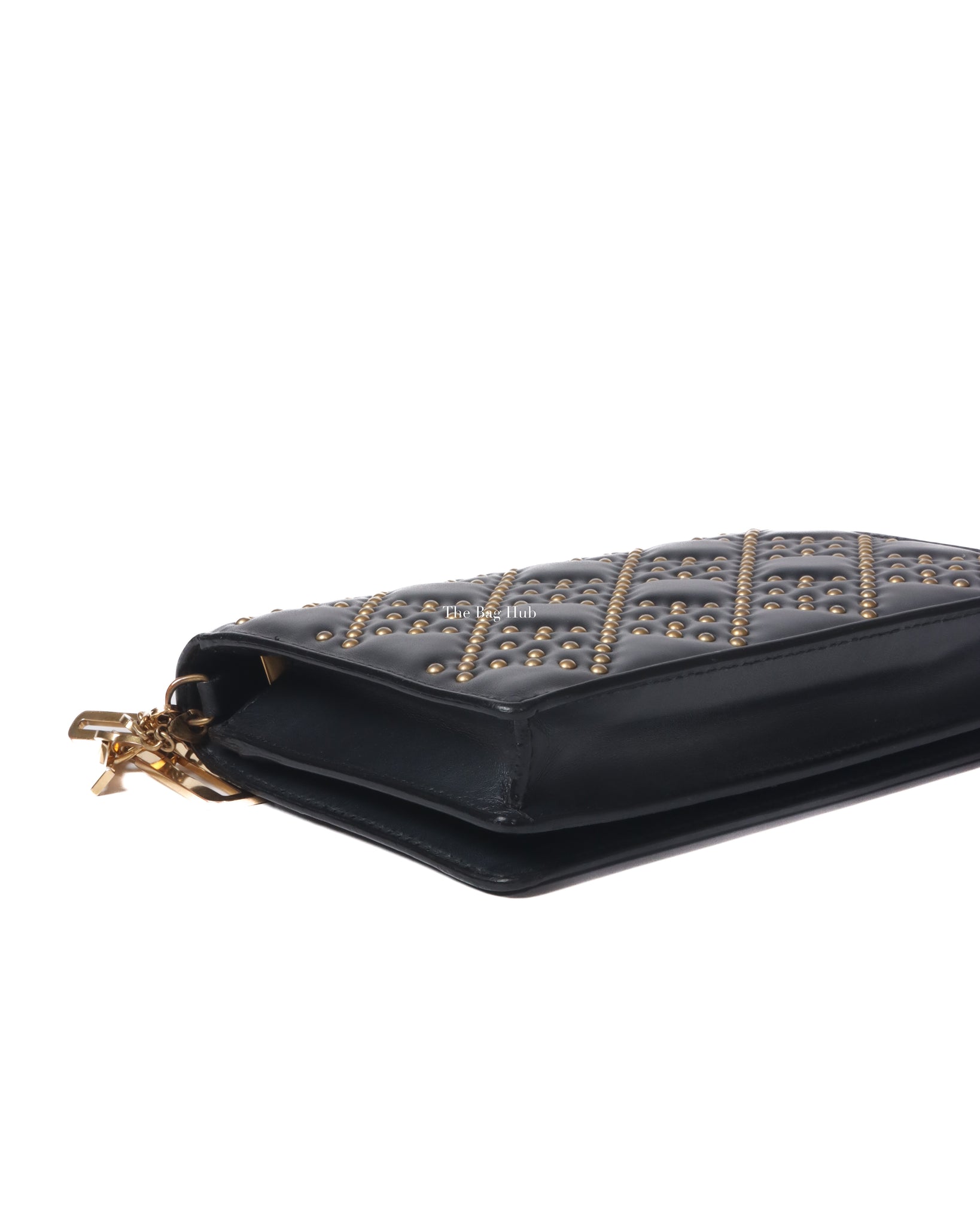 Dior Dark Grey Leather Studded Lady Dior WOC - 7