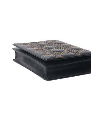 Dior Dark Grey Leather Studded Lady Dior WOC - 10
