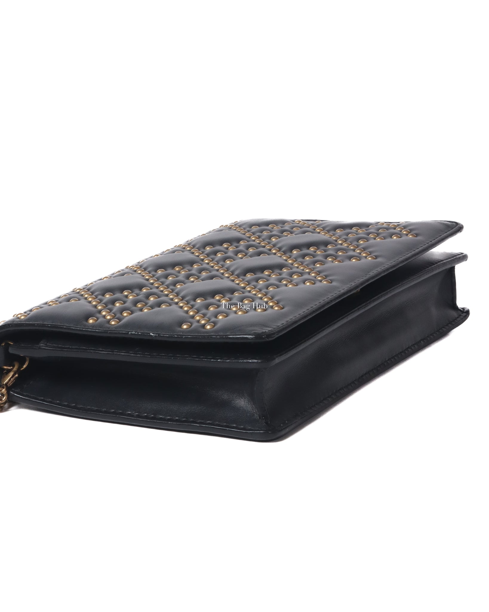 Dior Dark Grey Leather Studded Lady Dior WOC - 9