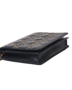 Dior Dark Grey Leather Studded Lady Dior WOC - 9