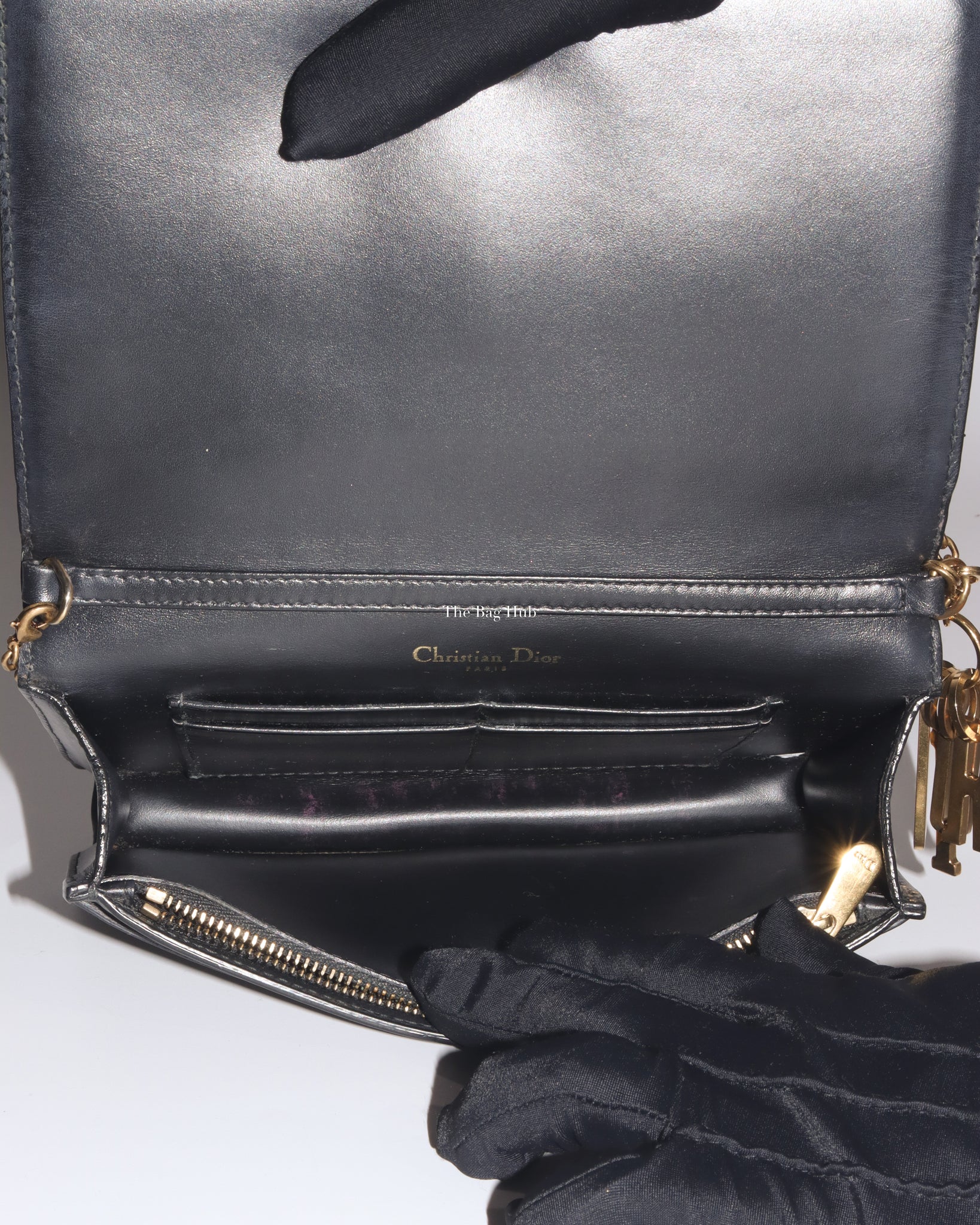 Dior Dark Grey Leather Studded Lady Dior WOC - 11