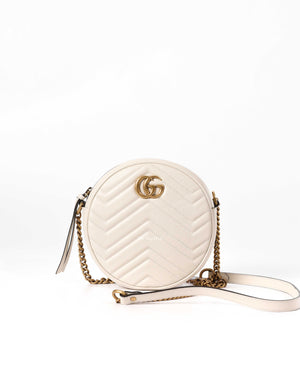 Gucci White GG Marmont Mini Round Shoulder Bag-2