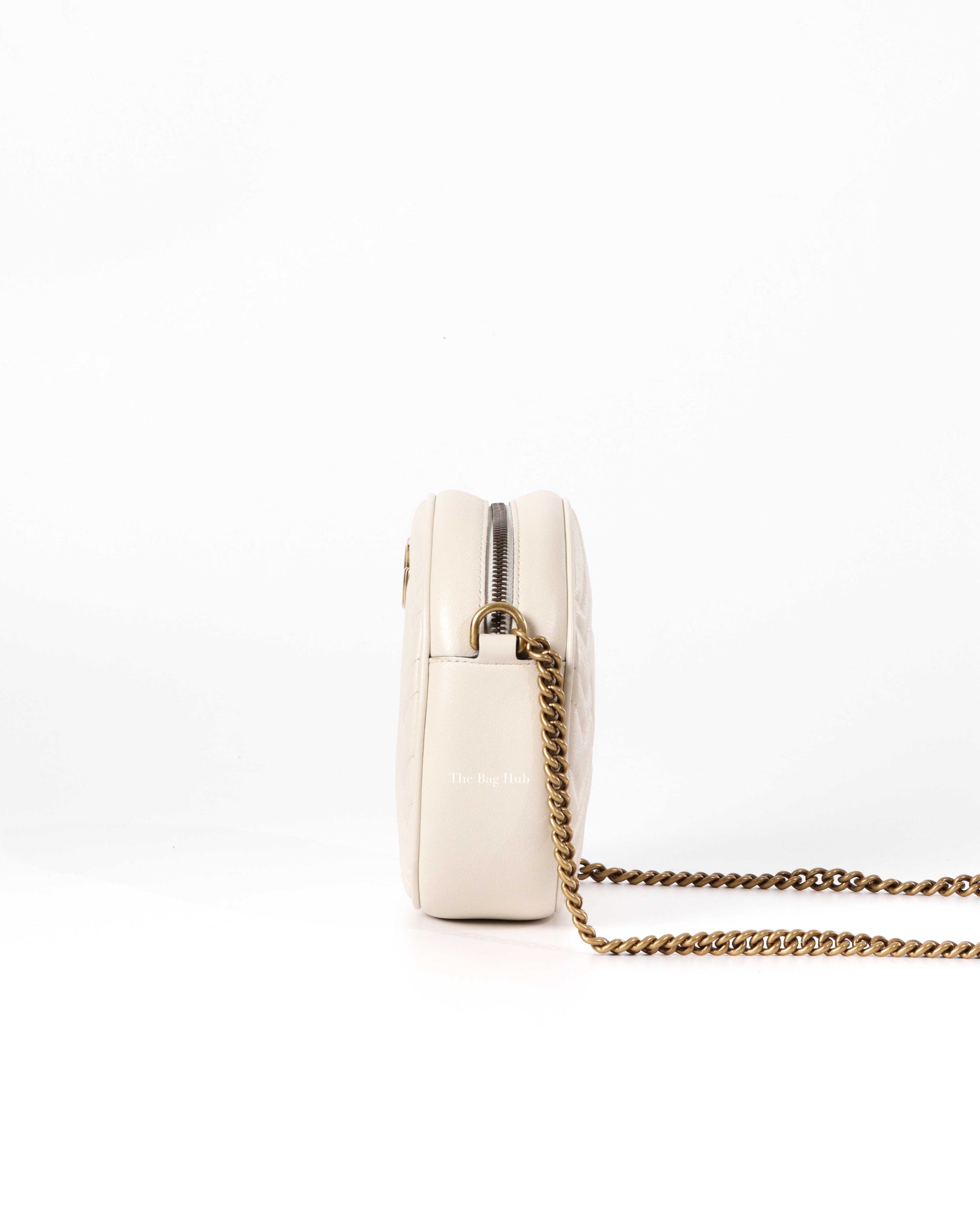 Gucci White GG Marmont Mini Round Shoulder Bag-4