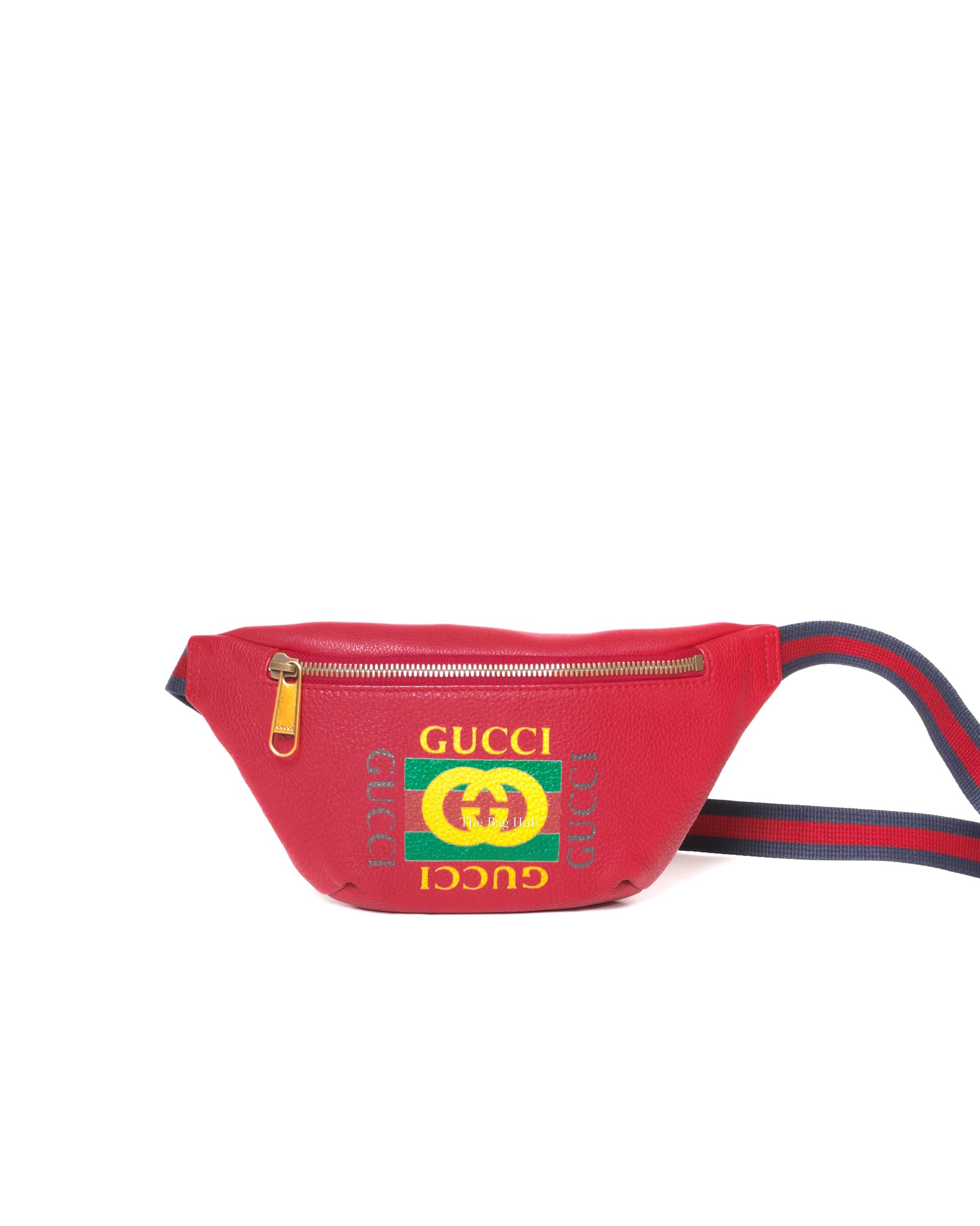 Gucci Red Grained Calfskin Retro Print Mini Belt Bag - 2