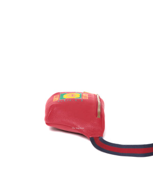 Gucci Red Grained Calfskin Retro Print Mini Belt Bag - 5