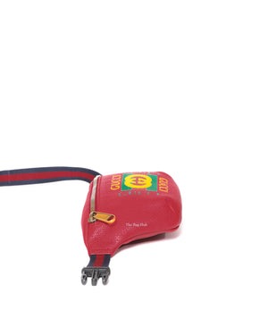 Gucci Red Grained Calfskin Retro Print Mini Belt Bag - 4