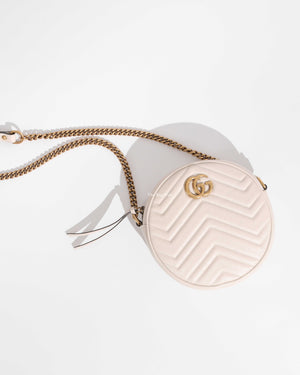 Gucci White GG Marmont Mini Round Shoulder Bag-1