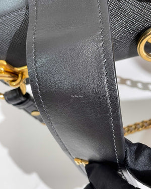 Prada Nero City Calf Saffiano Pionniere Cahier Bag 1BH056f