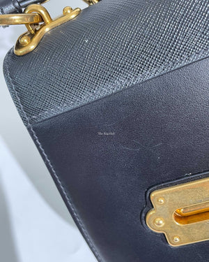 Prada Nero City Calf Saffiano Pionniere Cahier Bag 1BH056f