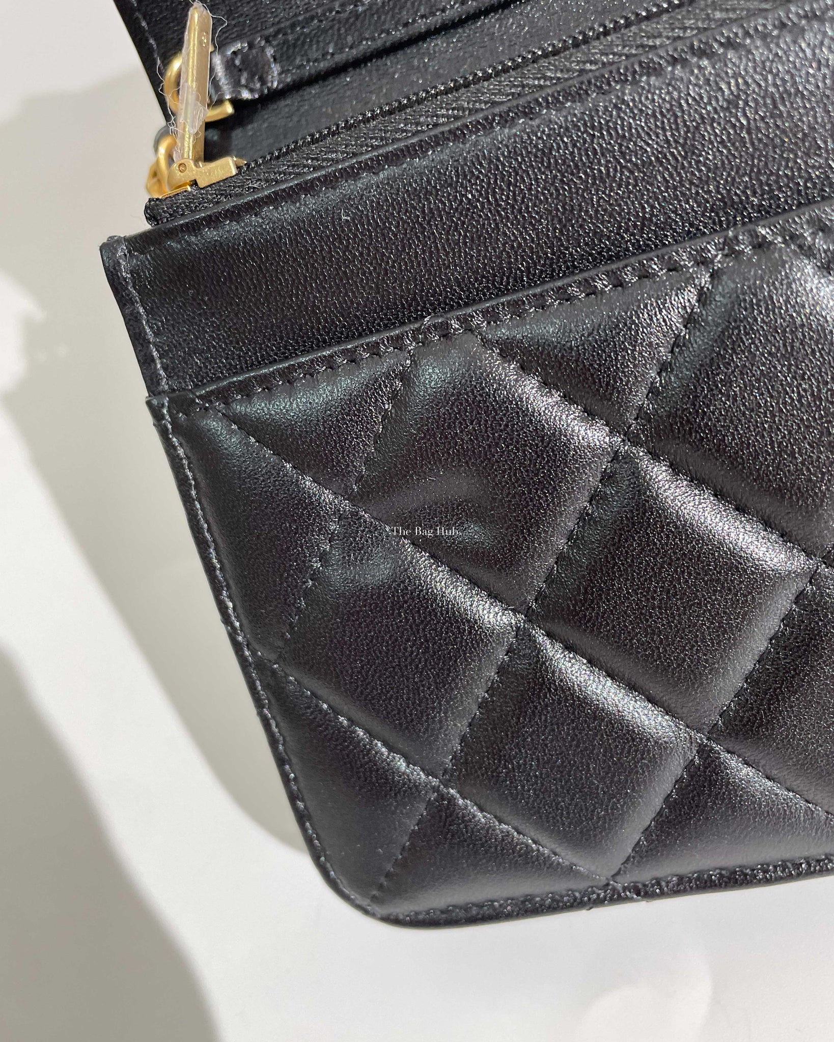 Chanel Black Lambskin Resin Quilted CC Heart WOC GHW