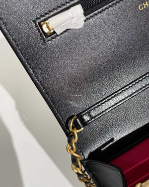 Chanel Black Lambskin Resin Quilted CC Heart WOC GHW