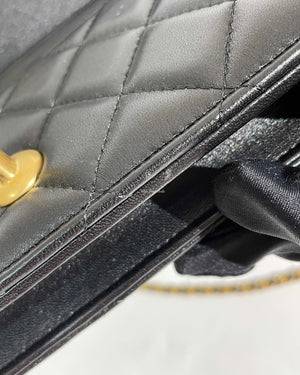 Chanel Black Lambskin Resin Quilted CC Heart WOC GHW