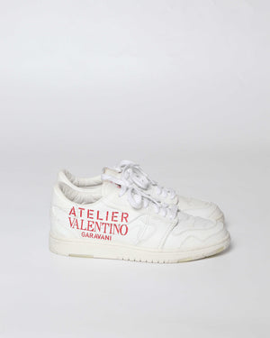 Valentino Garavani White Camouflage Leather Atelier 07 Edition Sneakers Size 37 - 4