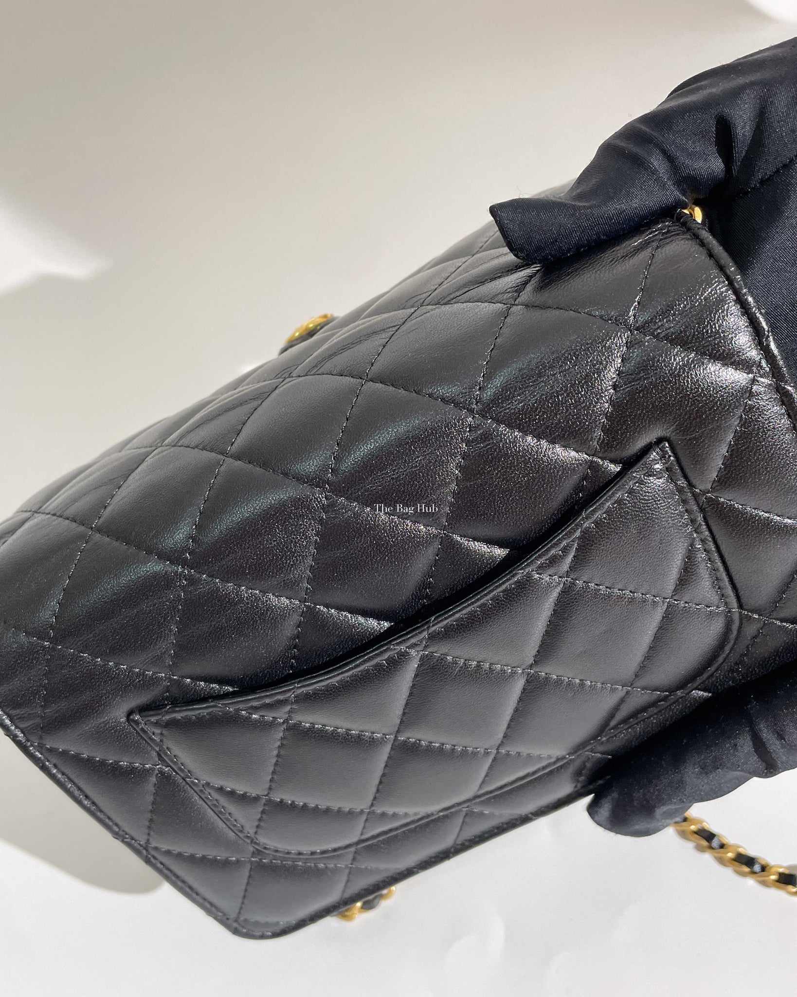 Black Quilted Lambskin Mini Flap Bag with CC Gold and Heart Shape Metal  Brushed Gold Hardware, 2022