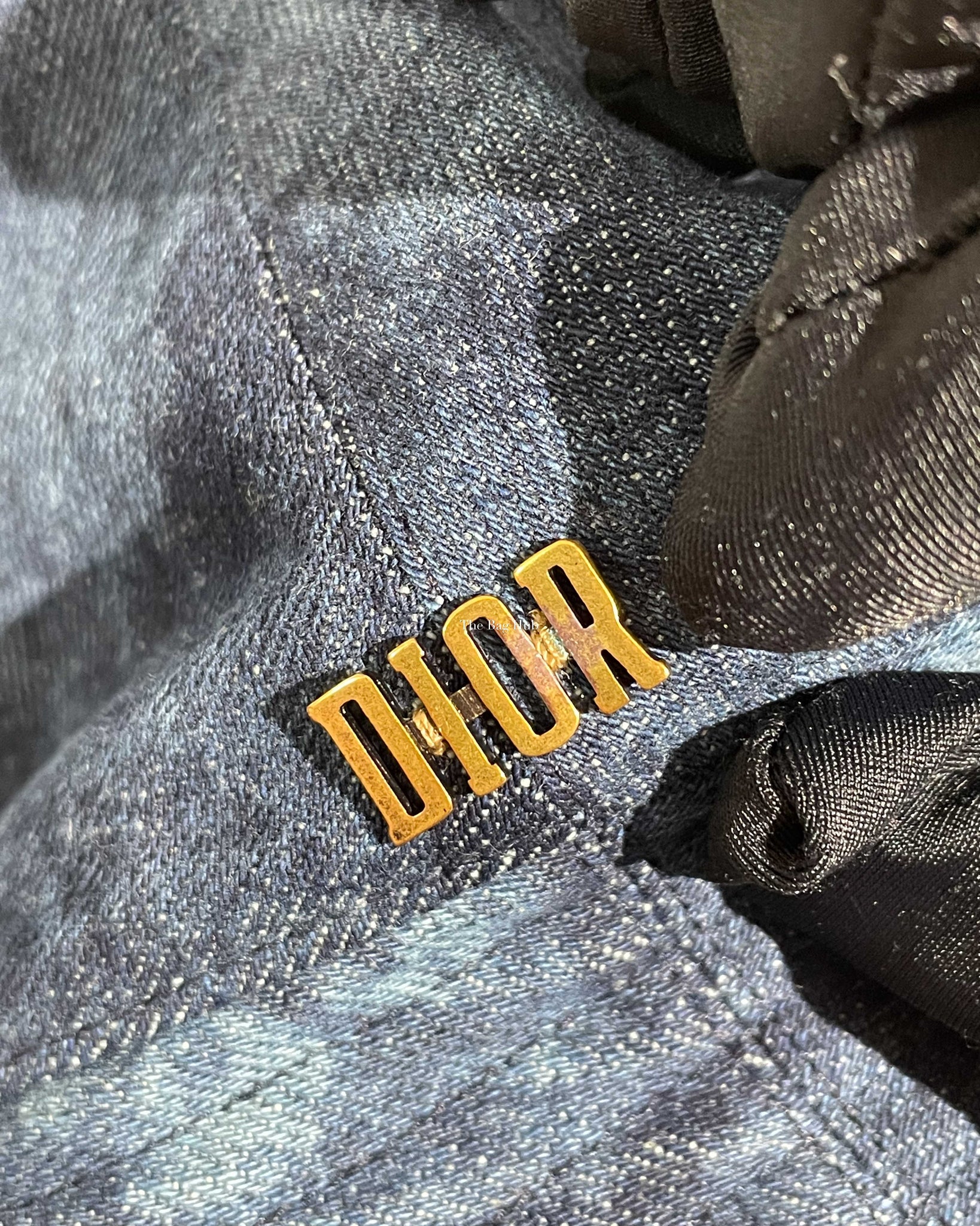Dior Blue Washed Denim Cotton Kaleidiorscopic Brim Bucket Hat with Veil