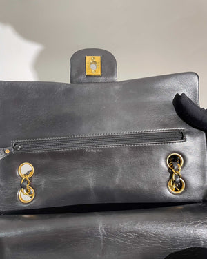 Chanel Black Lambskin Vintage Classic Medium Double Flap Bag GHW