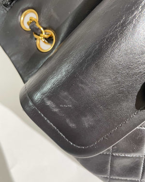 Chanel Black Lambskin Vintage Classic Medium Double Flap Bag GHW