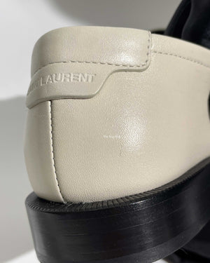 Saint laurent White Le Loafer Penny Slippers Size 37.5